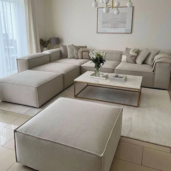 Everly L Shape Sofa 2 Ottomans